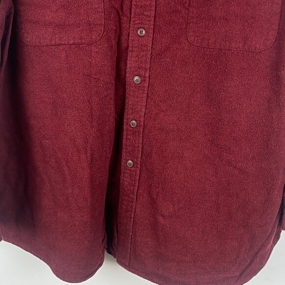 St John's Bay Shirt 2XL Tall Burgundy Long Sleeve Button Up Pockets Cotton - Picture 4 of 9